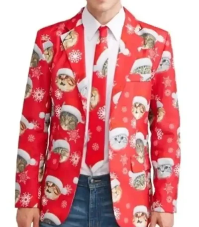 Ugly Cat Christmas Blazer Jacket