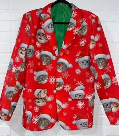 Ugly Cat Christmas Blazer Jacket