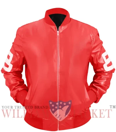 Unisex 8 Ball Pink Bomber Leather Jacket