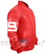 Unisex 8 Ball Pink Bomber Leather Jacket