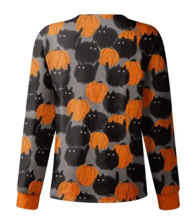 Black Cats with Pumpkin Halloween Scrub Jacket