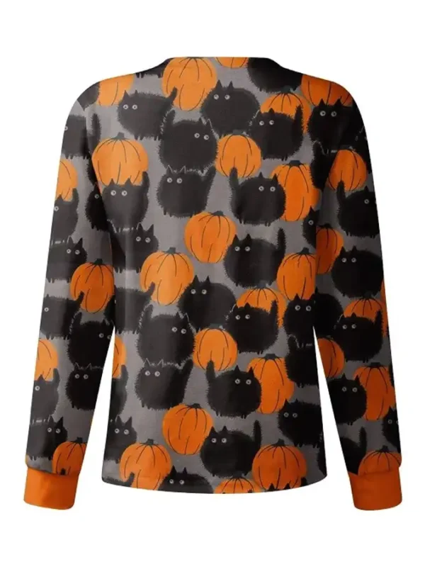 Black Cats with Pumpkin Halloween Scrub Jacket