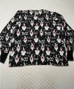 Boo Wooo Black Halloween Scrub Jacket