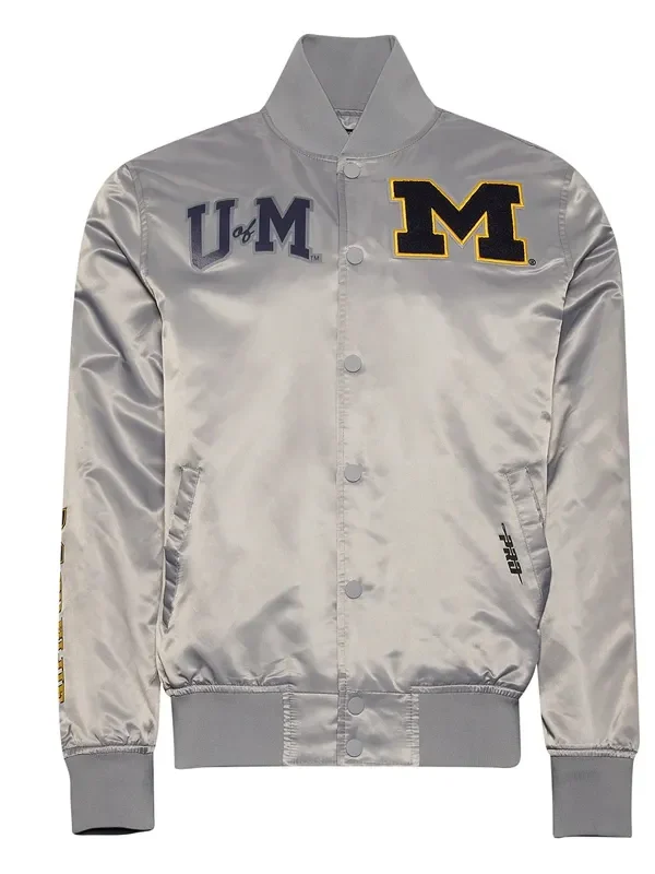 University of Michigan Gray Satin Jacket