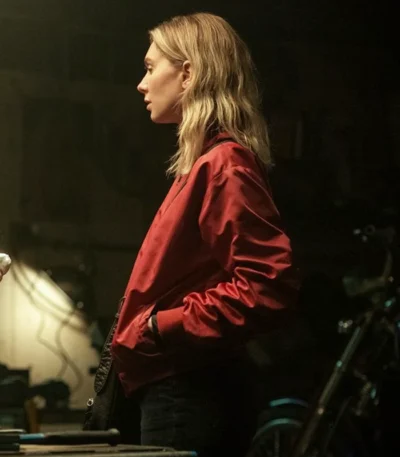 Vanessa Kirby Night Always Comes Red Bomber Jacket