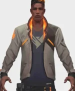 Video Game Valorant Phoenix Fiery White Leather Jacket
