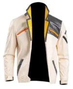 Video Game Valorant Phoenix Fiery White Leather Jacket