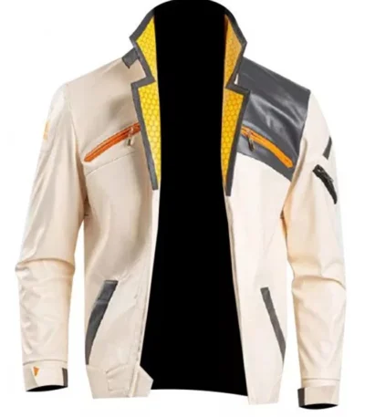 Video Game Valorant Phoenix Fiery White Leather Jacket