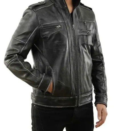 Vintage Black Leather Rider Jacket