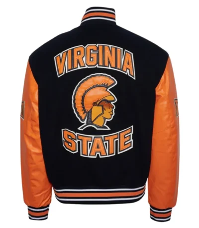 Virginia State University Black and Orange Varsity Jacket