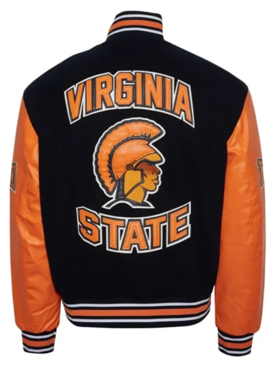 Virginia State University Black and Orange Varsity Jacket