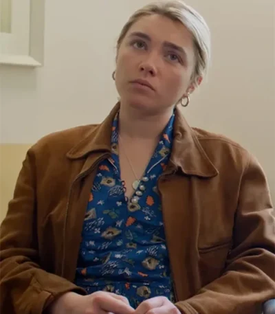 We Live in Time Florence Pugh Brown Jacket