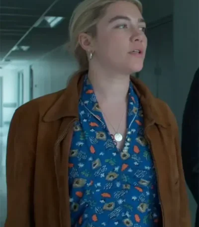 We Live in Time Florence Pugh Brown Jacket