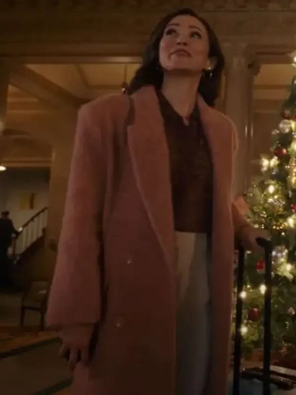 We Met in December Autumn Reeser Pink Wool Coat