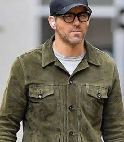 Welcome to Wrexham 2022 Ryan Reynolds Green Suede Jacket