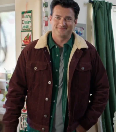 Wes Brown Deck the Walls Maroon Shearling Jacket