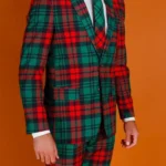 Western Style Red and Green Christmas Suit