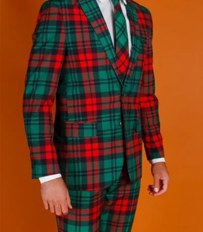 Western Style Red and Green Christmas Suit