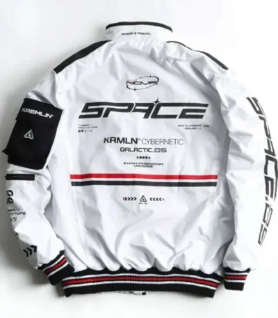 White Cyberpunk Techwear Bomber Jacket