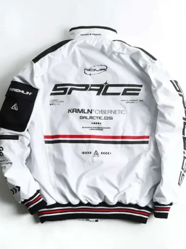 White Cyberpunk Techwear Bomber Jacket