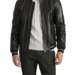 Wilkinson Black Leather Bomber Jacket