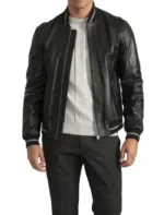 Wilkinson Black Leather Bomber Jacket