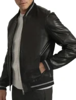 Wilkinson Black Leather Bomber Jacket