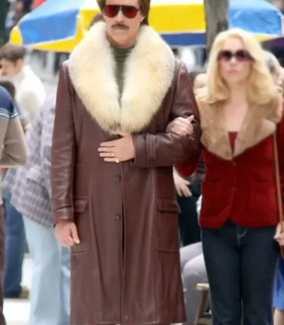 Will Ferrell Anchorman 2 Shearling Leather Coat