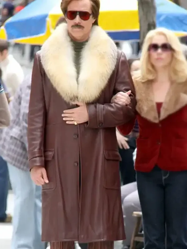 Will Ferrell Anchorman 2 Shearling Leather Coat