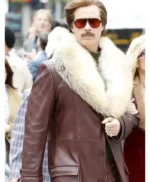Will Ferrell Anchorman 2 Shearling Leather Coat