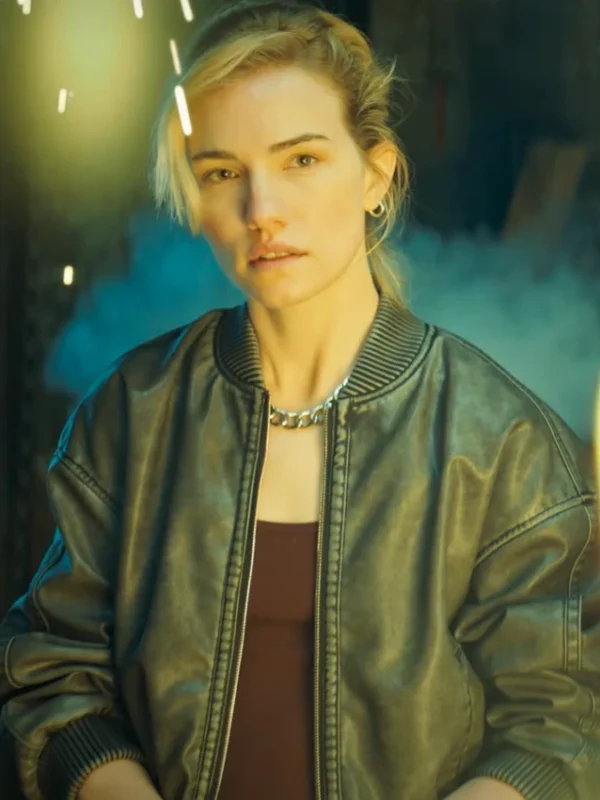 Willa Fitzgerald Relay Bomber Leather Jacket