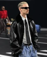 Willy Chavarria Show Romeo Beckham Leather Jacket