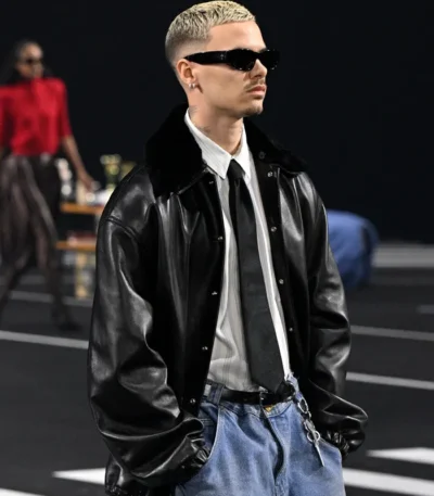 Willy Chavarria Show Romeo Beckham Leather Jacket