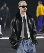 Willy Chavarria Show Romeo Beckham Leather Jacket