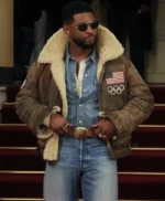 Olympics 2026 Usher Shearling Leather Jacket