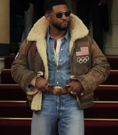 Olympics 2026 Usher Shearling Leather Jacket