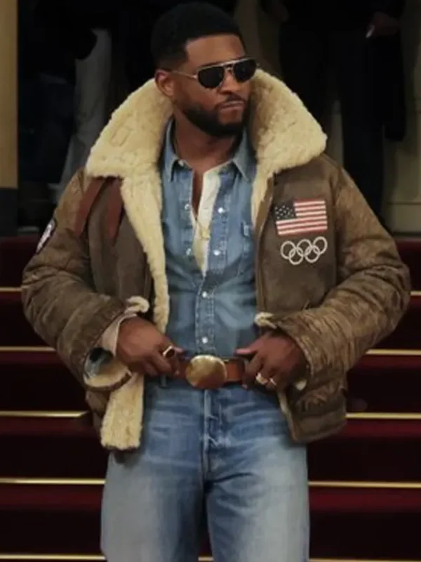 Olympics 2026 Usher Shearling Leather Jacket