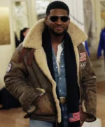 Olympics 2026 Usher Shearling Leather Jacket