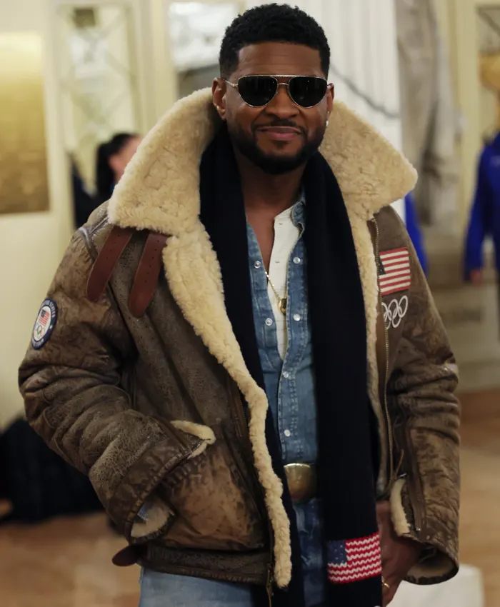 Olympics 2026 Usher Shearling Leather Jacket Olympics 2026 Usher Shearling Leather Jacket