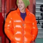 Wolfs 2024 Brad Pitt Orange Puffer Jacket