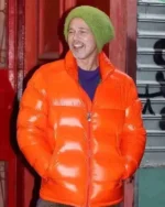 Wolfs 2024 Brad Pitt Orange Puffer Jacket