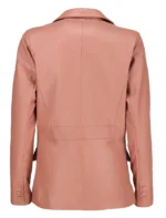 Women Leather Pink Blazer Front With Button