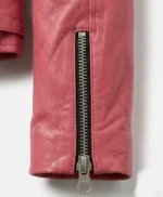 Womens Barbie Doll Pink Bomber Leather Jacket