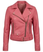 Womens Barbie Doll Pink Bomber Leather Jacket