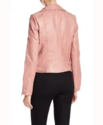 Women’s Pink Hooded Real Leather Jacket