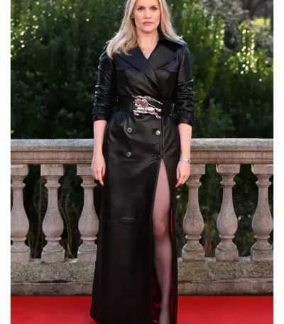 Wuthering Heights Event Emerald Fennell Leather Coat