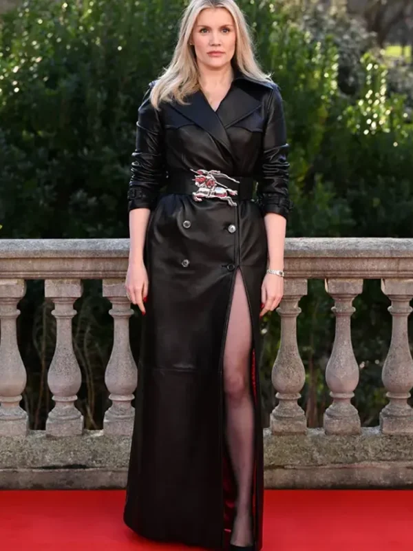 Wuthering Heights Event Emerald Fennell Leather Coat