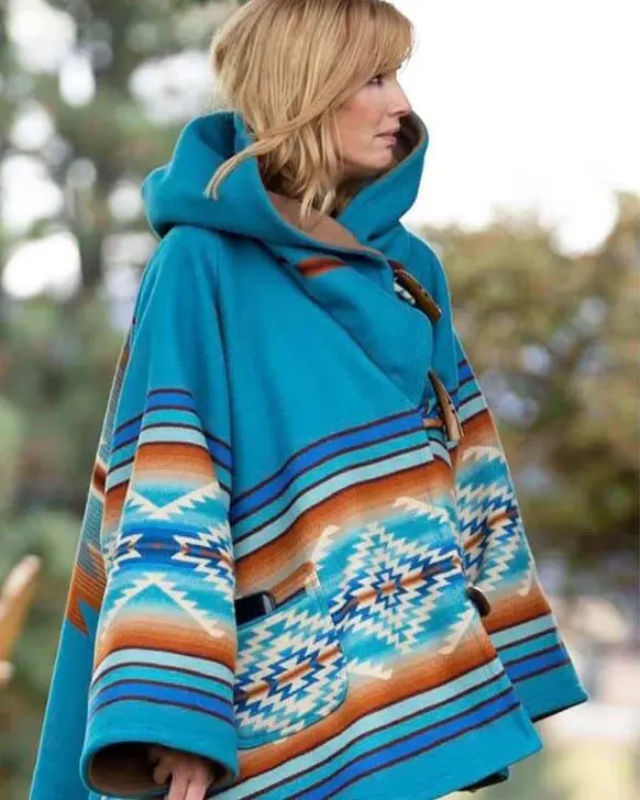 Yellowstone Beth Dutton Blue Hooded Wool Coat Yellowstone Beth Dutton Blue Hooded Wool Coat