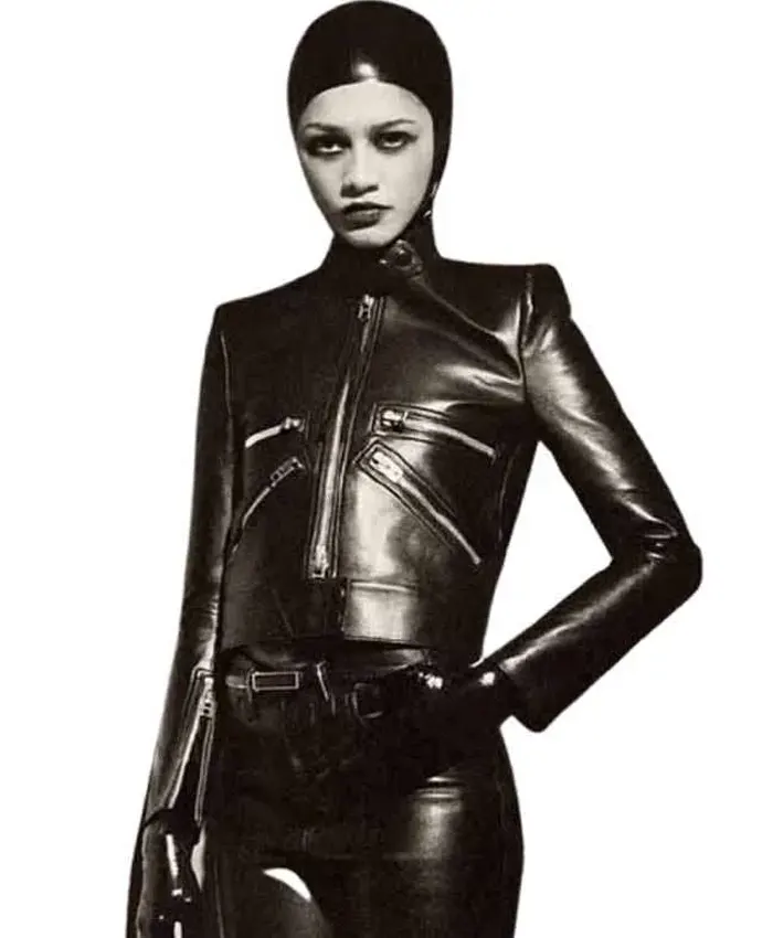 Zendaya The Drama Event Black Leather Jacket Zendaya The Drama Event Black Leather Jacket