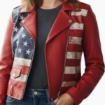 American Flag 4th of July Leather Biker Jacket